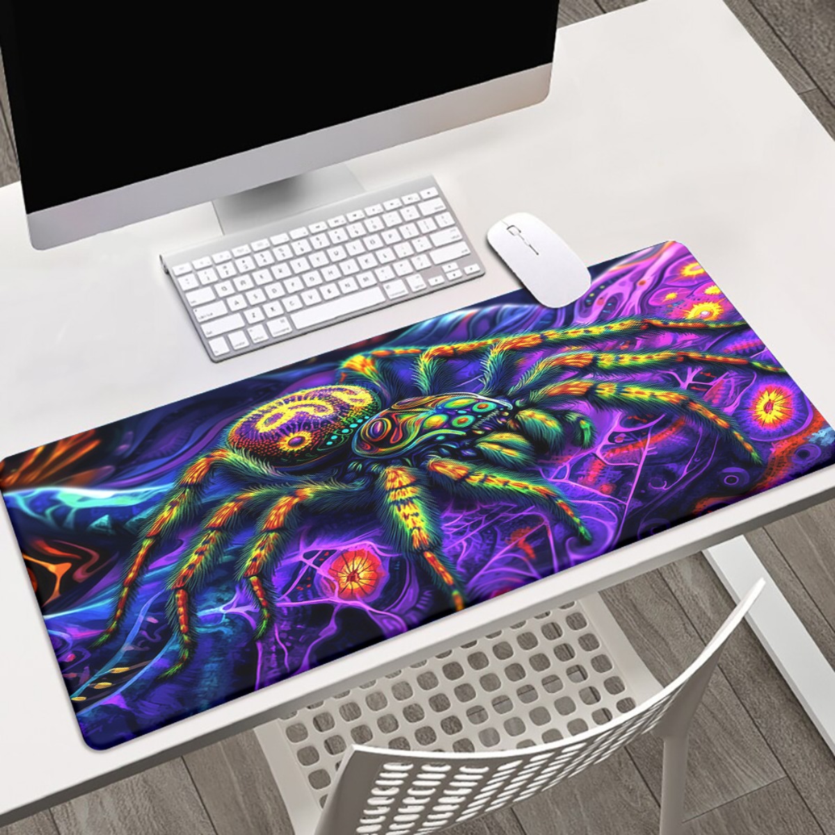 Gaming Keyboard Brand - แผ่นรองเมาส์เกมมิ่ง Vibrant Spider พร้อมแผ่นรองคีย์บอร์ดกันลื่น ทำจากยาง สำหรับโต๊ะทำงาน