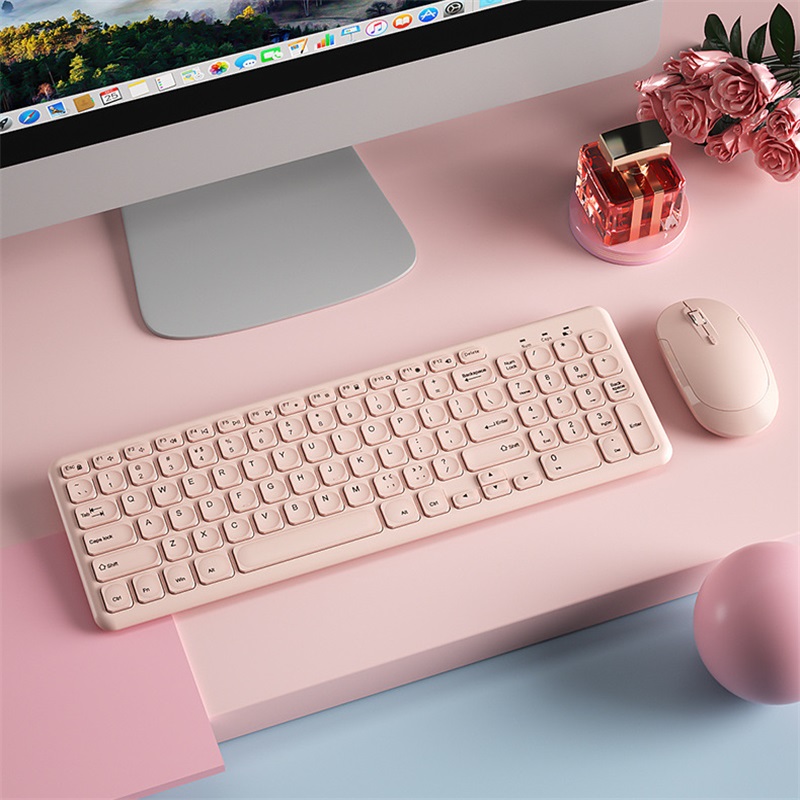 Gaming Keyboard Mouse Wireless - แฟชั่นคีย์บอร์ดไร้สายและเมาส์ Combo Gamer คีย์บอร์ดเงียบชุดเมาส์ Ultra Thin