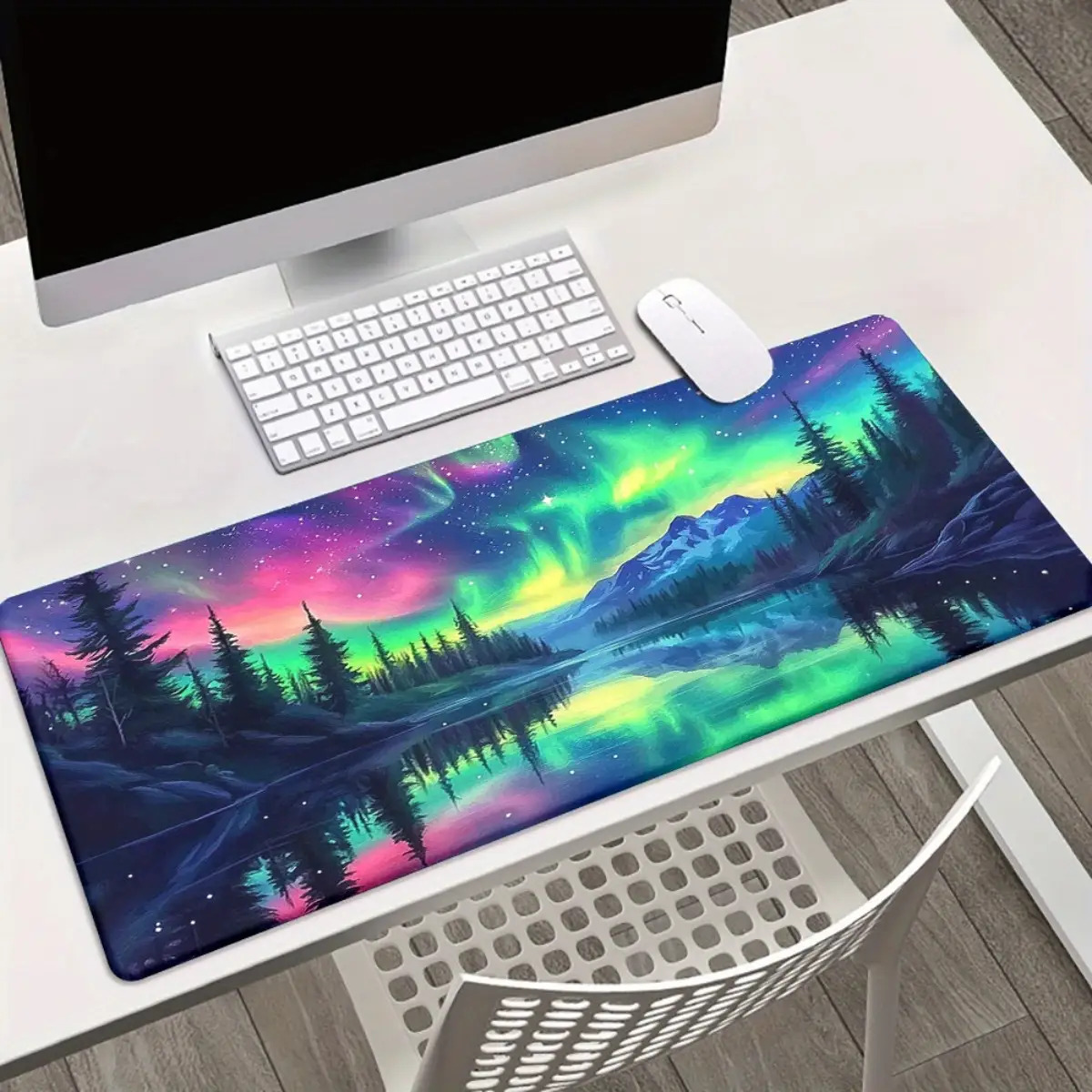 Gaming Keyboard Brand - แผ่นรองเมาส์ลายคลื่นสีสันสดใส แผ่นรองโต๊ะเล่นเกม หนา กันลื่น ซักได้ ด้านหลังเป็นยาง