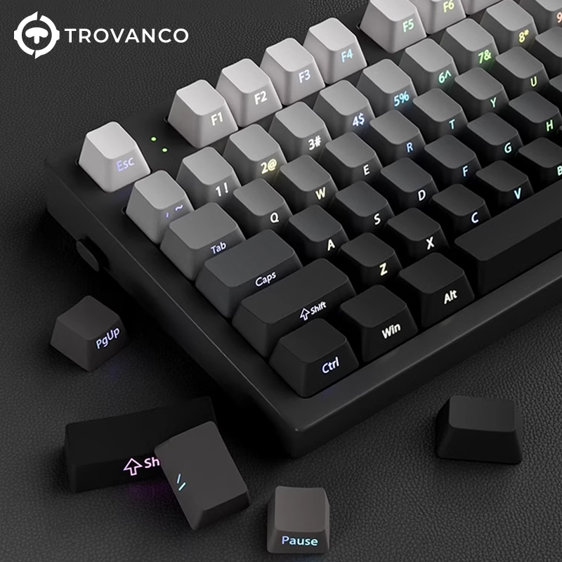 Gaming Keyboard Typewriter - คีย์แคปแบบไล่เฉดสี 130 ชิ้น พิมพ์ลายด้านข้าง วัสดุ PBT