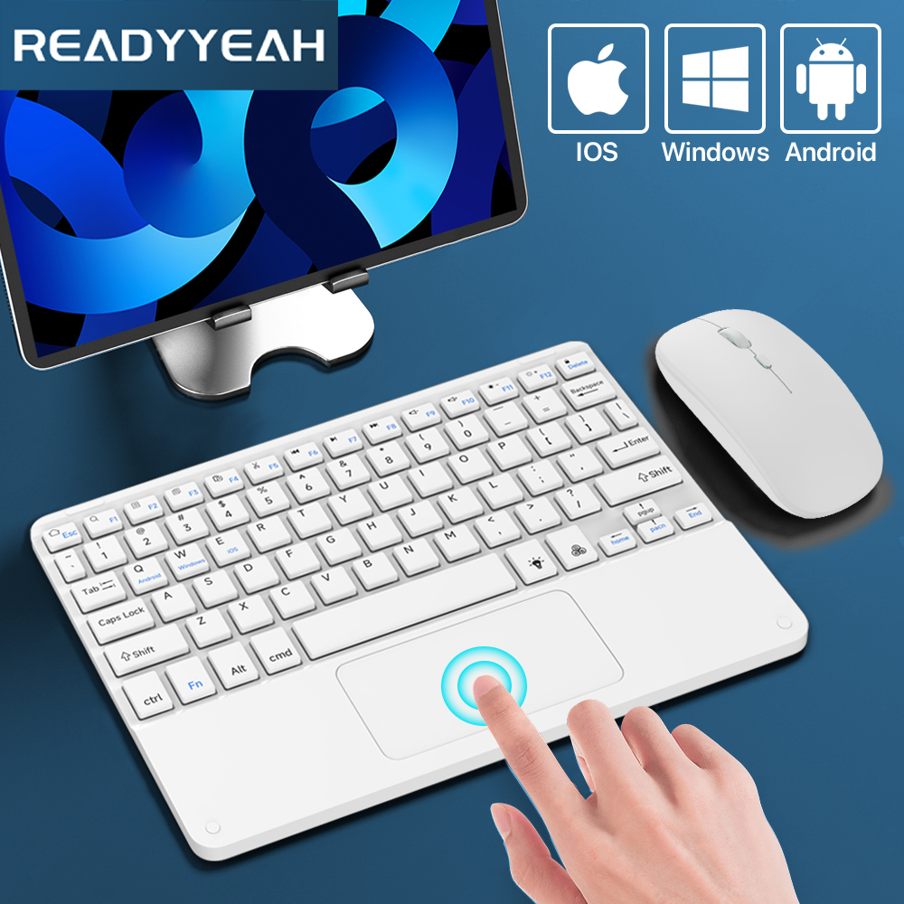 Gaming Keyboard Mouse Wireless - คีย์บอร์ดและเมาส์ไร้สายทัชแพดคีย์บอร์ดบลูทูธคีย์บอร์ดสำหรับ iOS Android Windows แท็บเล็ตมินิแบบพกพาแบบบางพิเศษสำหรับ iPad