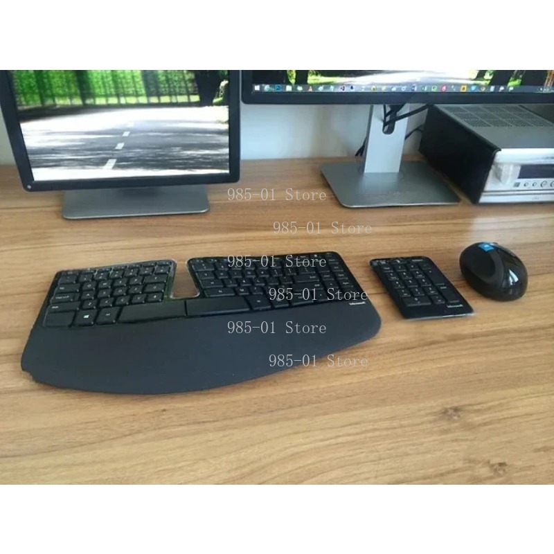 Gaming Keyboard Mouse Wireless - ชุดคีย์บอร์ดและเมาส์ไร้สาย คอมโบเดสก์ท็อปตามหลักสรีรศาสตร์สำหรับไมโครซอฟต์ สคัลเพ็ท เออร์โกโนมิก