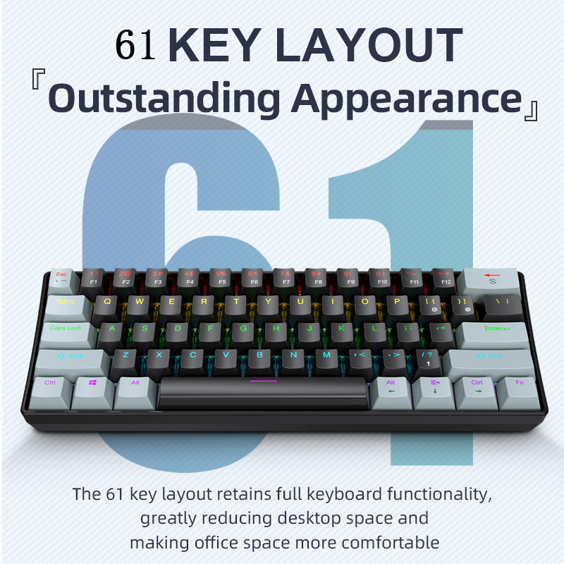 คีย์บอร์ดเกมมิ่งแบบมีสาย K61,  - Gaming Keyboard And Mouse Set บทวิจารณ์และราคา