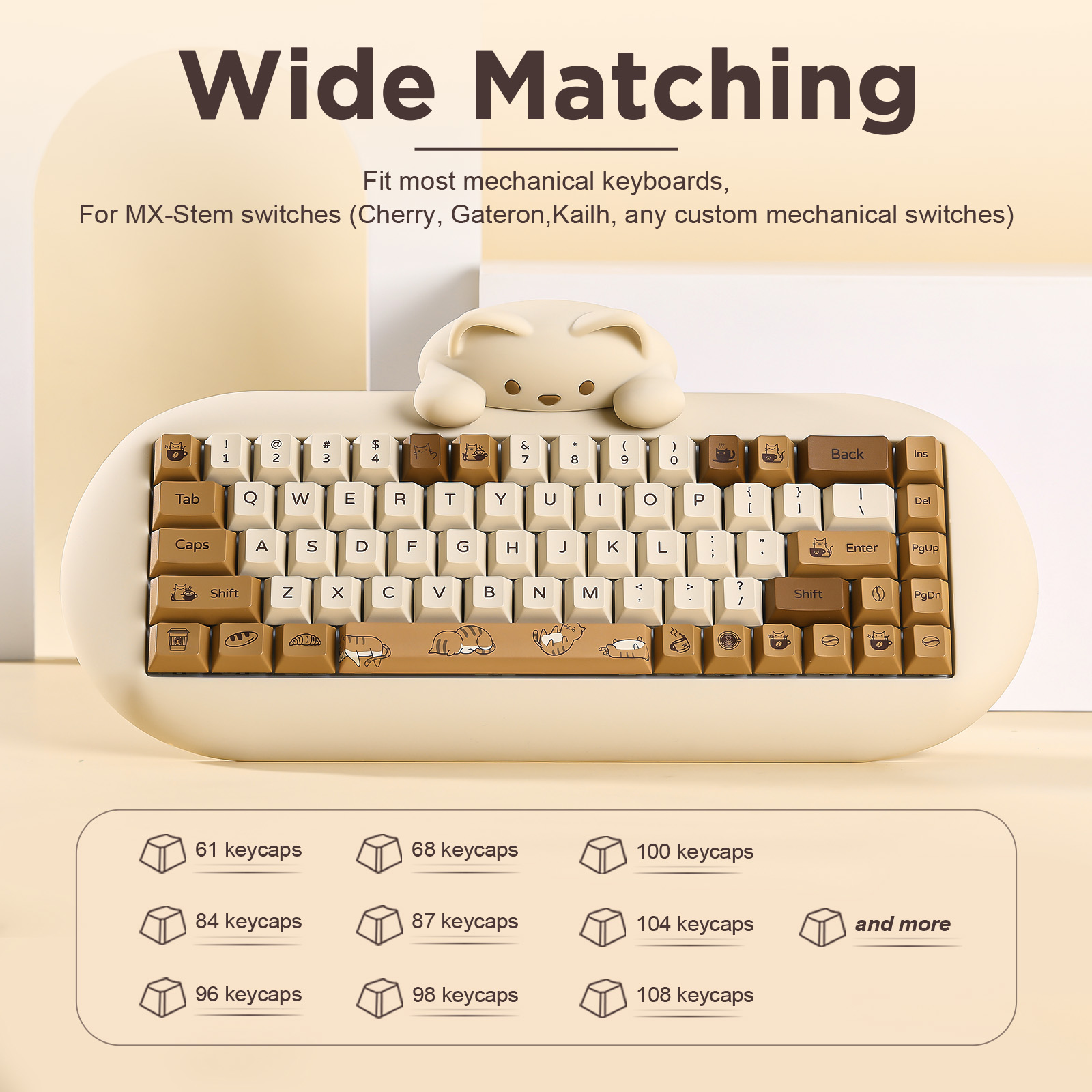 คีย์แคป YUNZII Coffee Cat PBT, - Gaming Keyboard Bundle บทวิจารณ์และราคา